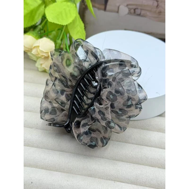 诗泊雅 高级感印花雪纺皱抓夹后脑勺盘发夹