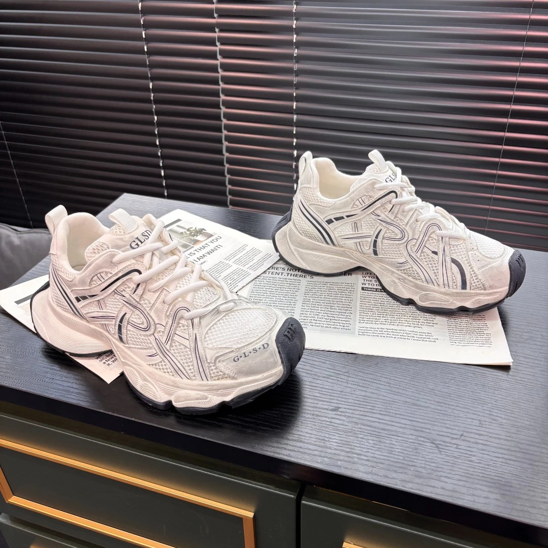 冠辰Guanchen夏季防滑老爹鞋系带厚底透气弹力网面鞋男鞋90577