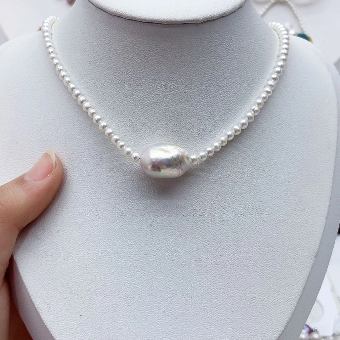 颈饰银S925镶嵌淡水珍珠