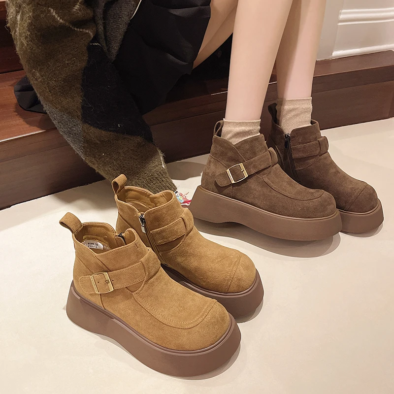 冬季2024新款加厚绒时尚百搭拉链小短靴【DSX】