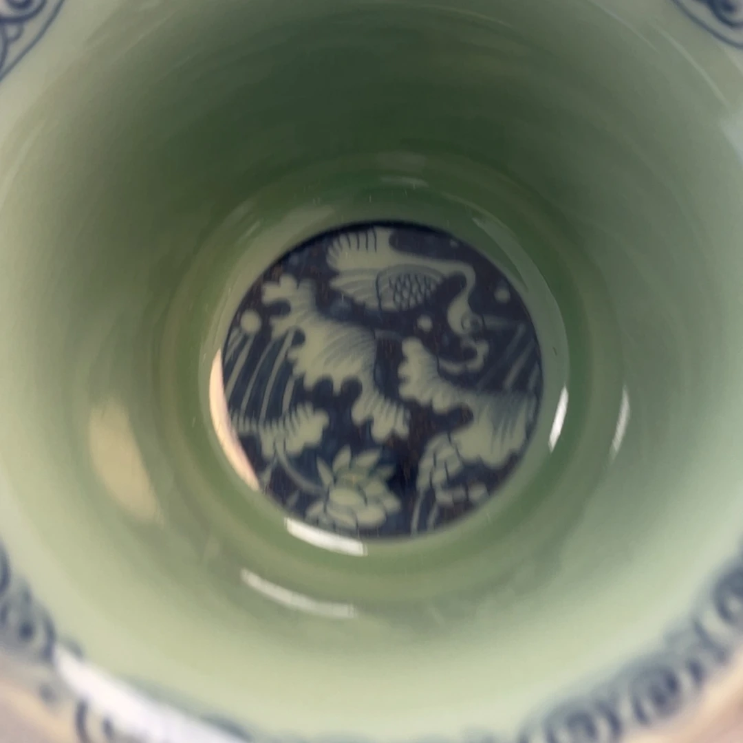 瓷片青釉一路连科盖碗