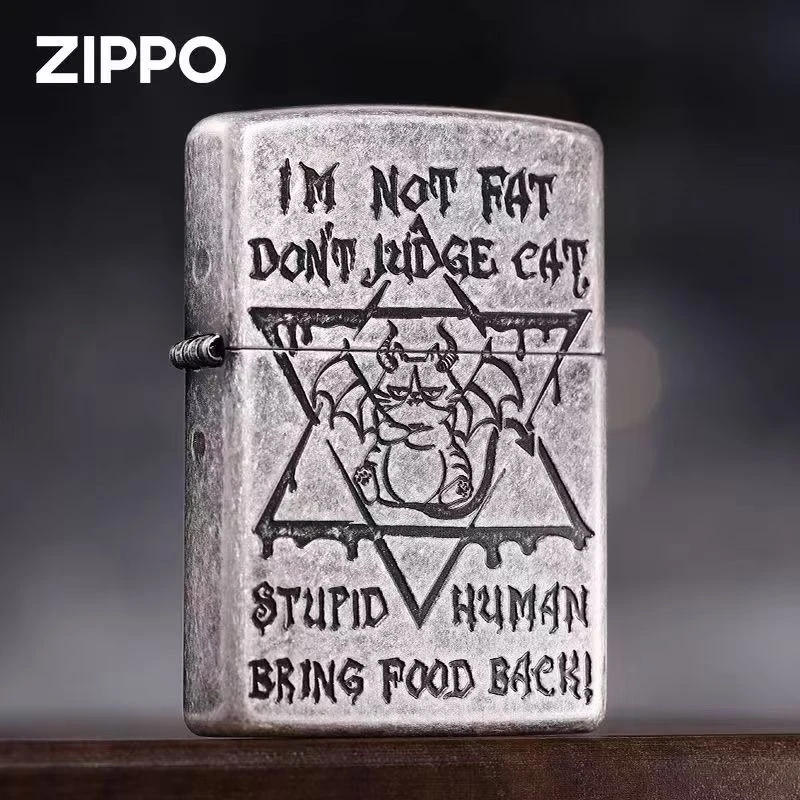 ZIPPO打火机圣火猫咪官方正品防风煤油男士原装经典可爱TC9901DK