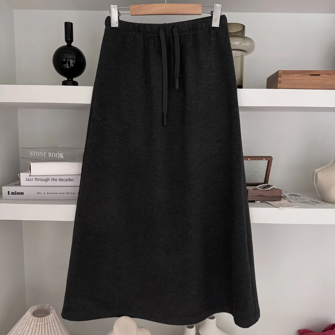 【曲线身姿】无口袋版绒感秋冬新款时尚百搭休闲显瘦长款半身裙子