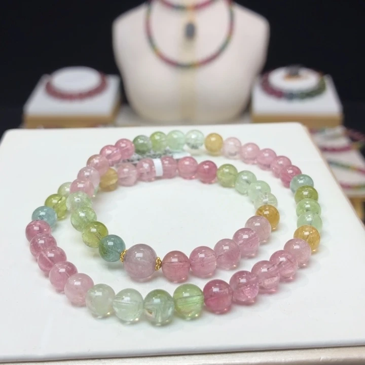 碧玺未镶嵌手链6.6mm±