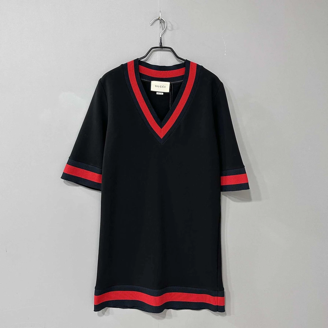 99新 GUCCI/古驰 红色条纹黑色连衣裙/xs码/12168