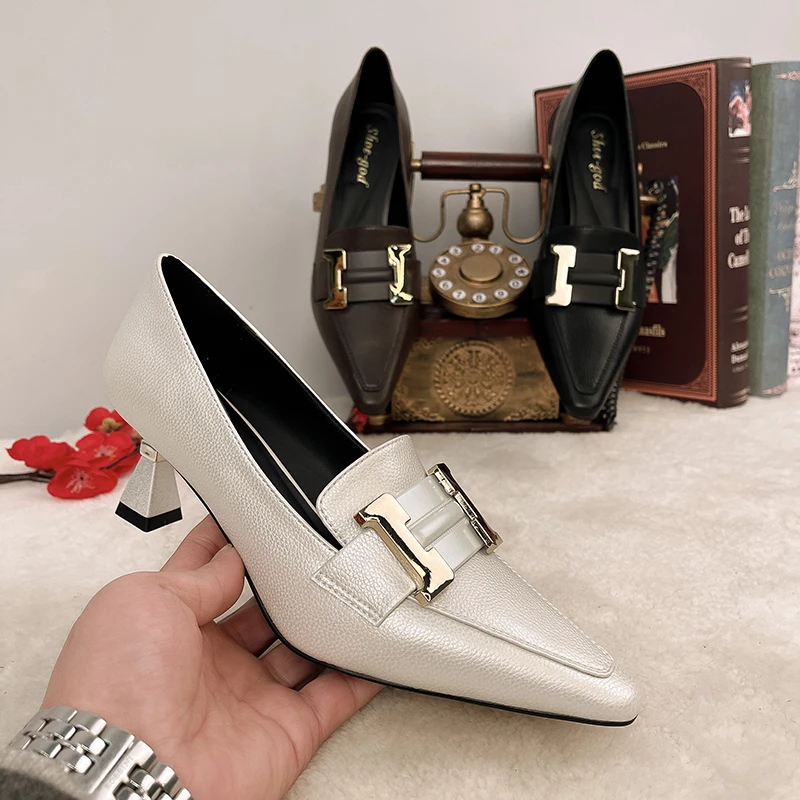 牛皮 5厘米 2025年春秋季复古单鞋 头层牛皮真皮女鞋SG015