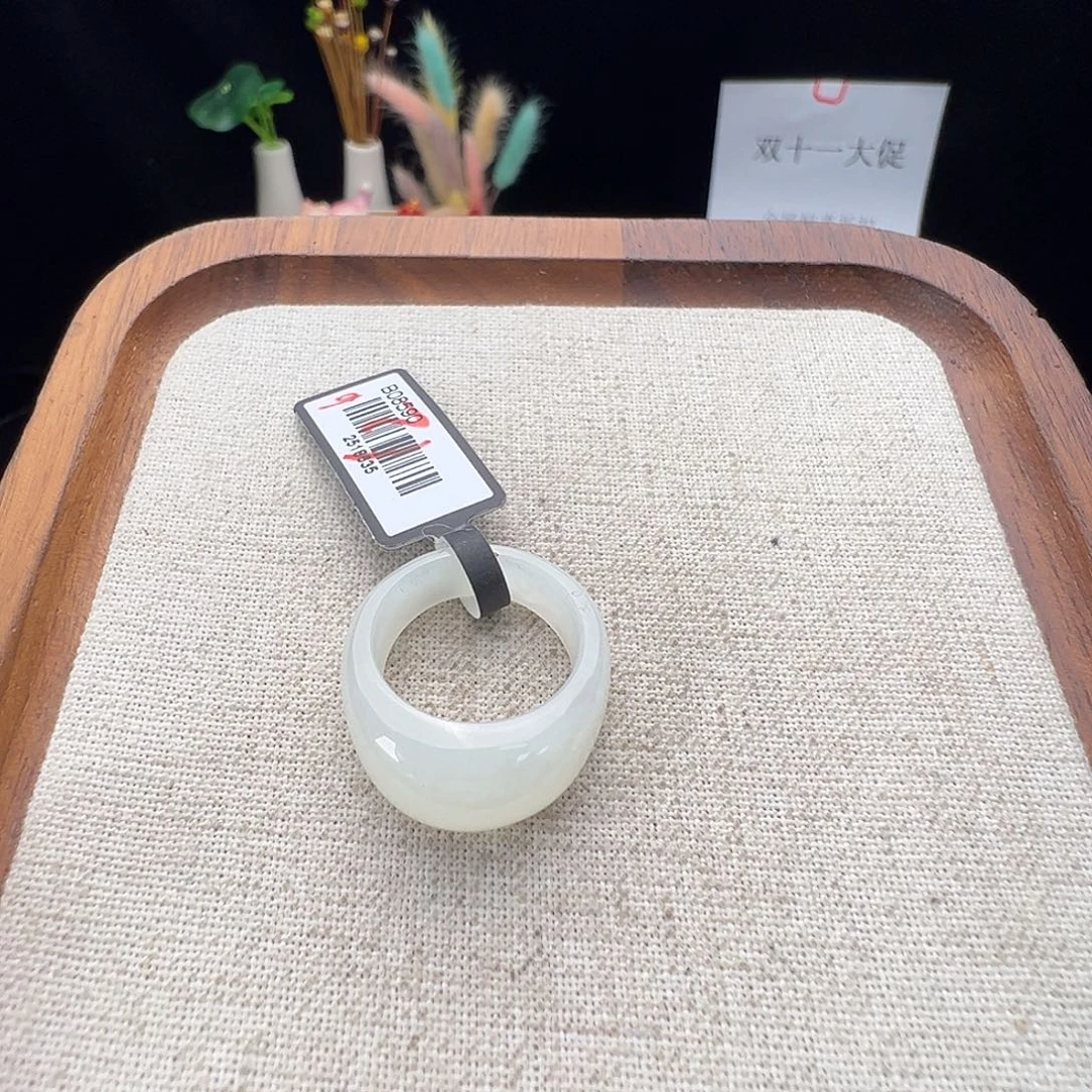 和田玉未镶嵌戒指K75冰透白馒头16.4 不退换