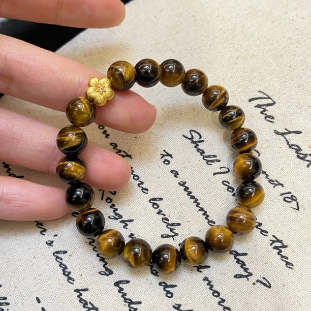 纯铜手链 【小花】显白拉丝花朵虎眼石气质百搭美拉德手链秋冬手串