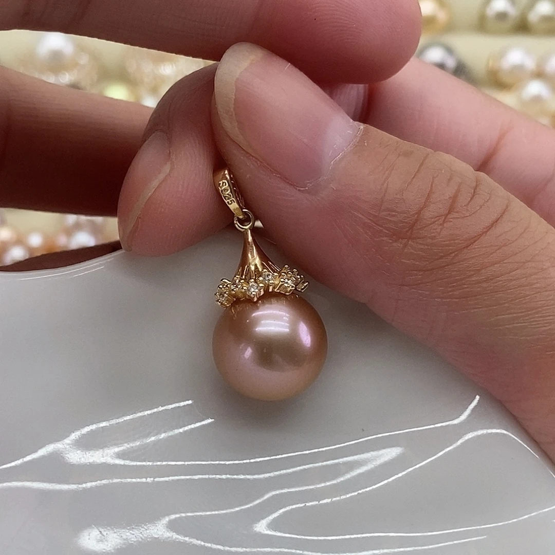 淡水珍珠吊坠(不含链)银S925镶嵌