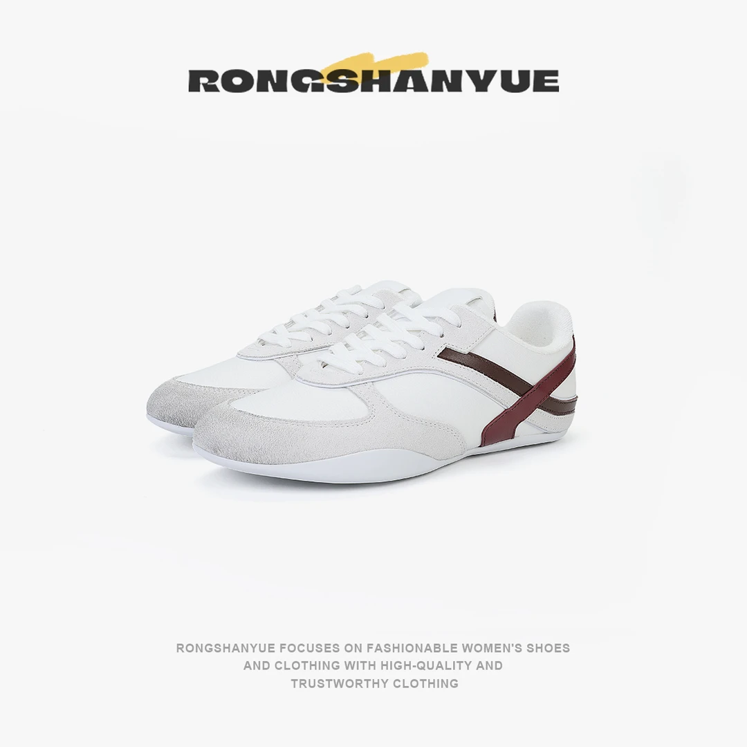 Rongshanyue复古增高德训鞋女透气平底单鞋运动阿甘鞋子板鞋B1158