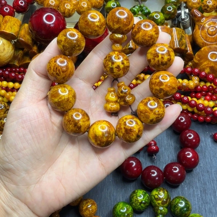 松木琥珀木文玩手串