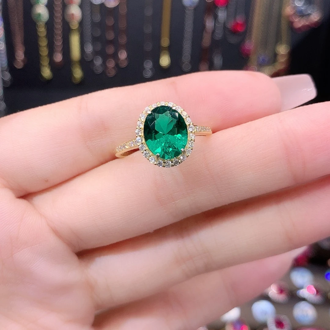 戒指透辉石银S925镶嵌810金