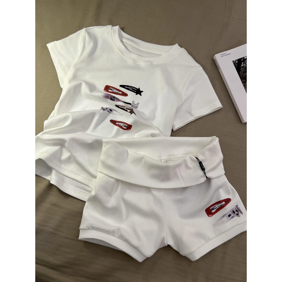 小别针短袖睡衣女2025年新款韩版可出门休闲短裤家居服套装夏天