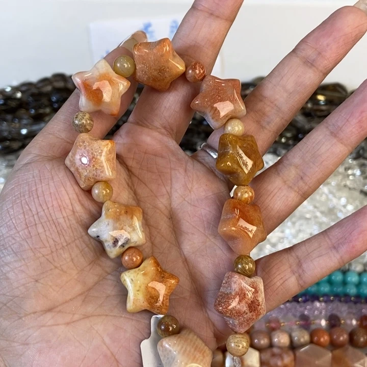 玛瑙/玉髓未镶嵌手链珊姑娘五角星10颗