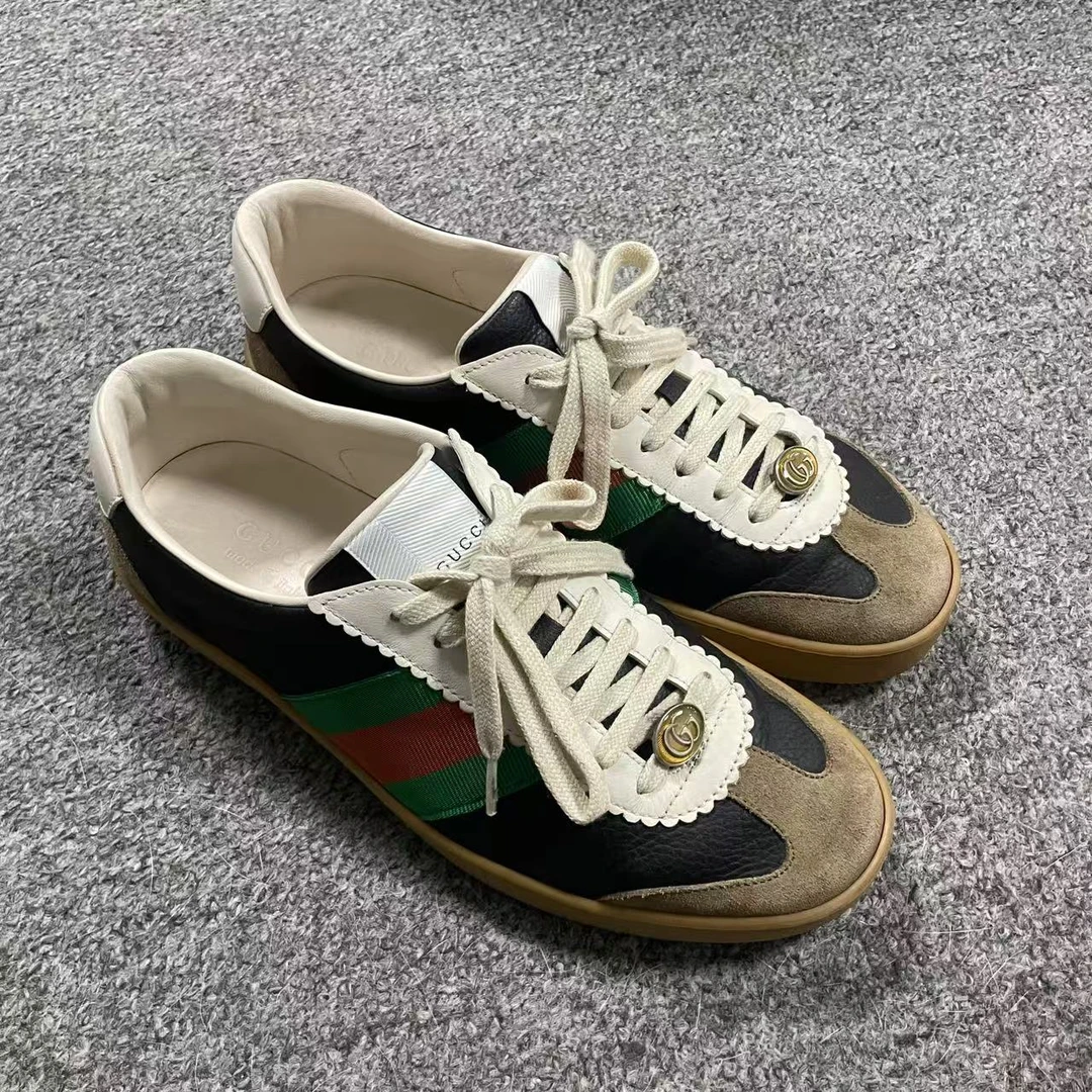95新 GUCCI/古驰 Gucci 黑棕德训板鞋 41.5欧码 T708