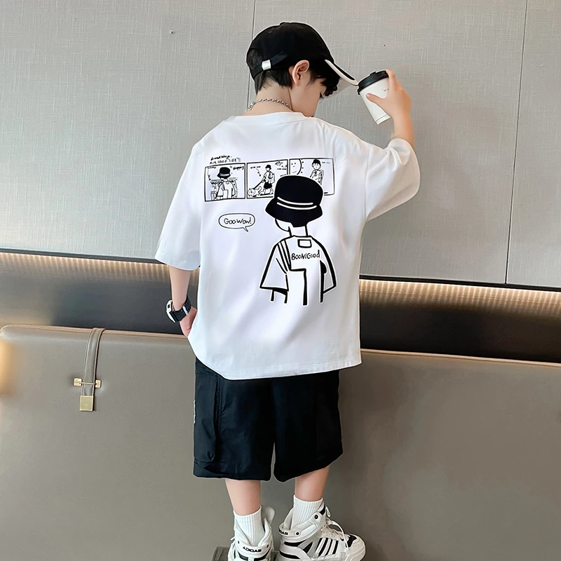 男童夏装潮流个性图案圆领短袖T恤宽松百搭夏季中大儿童半袖体恤t