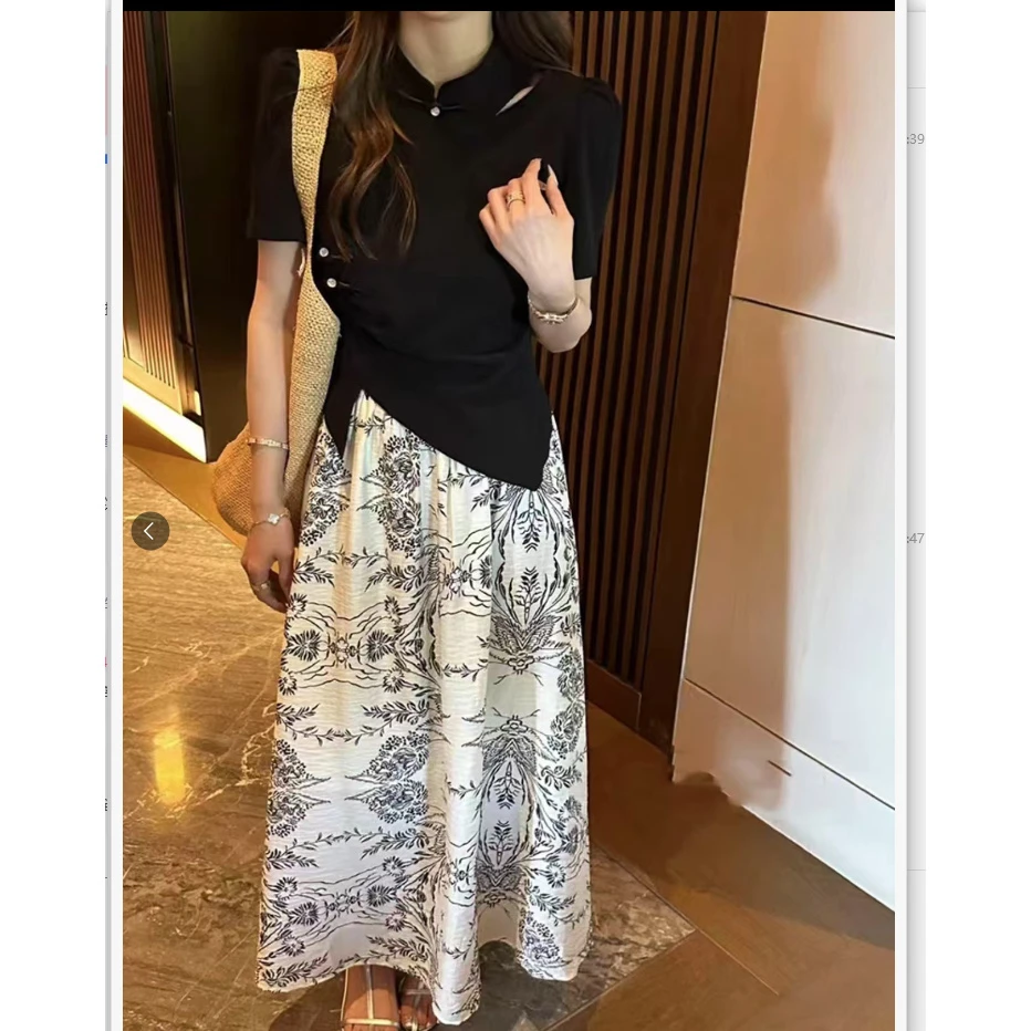 2025夏季新款时尚气质法式复古刺绣洋气高级感半身裙套装HJ-1788