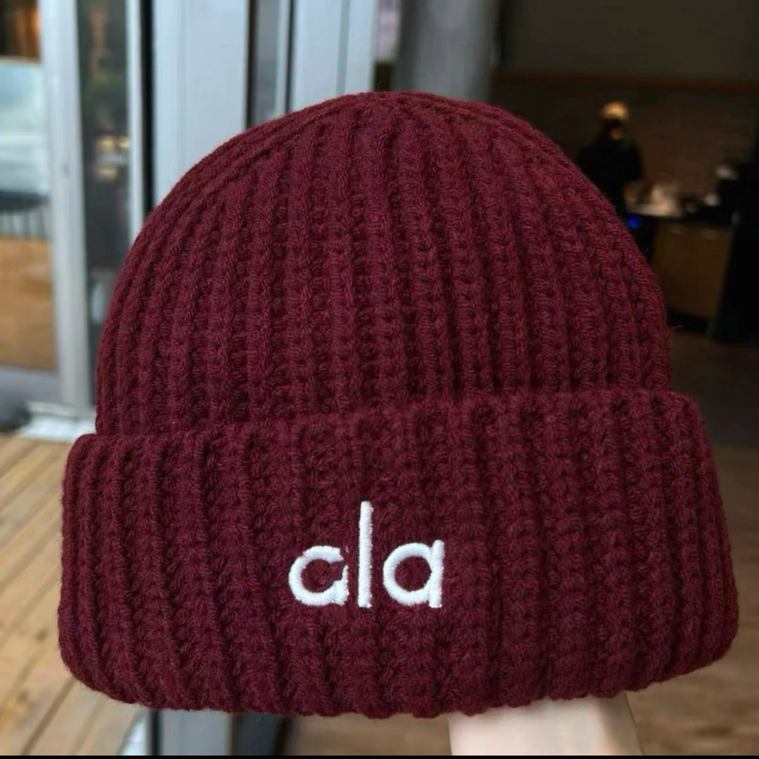潮牌a字母刺绣百搭显瘦减龄毛线帽子女秋冬保暖网红冷帽针织帽头