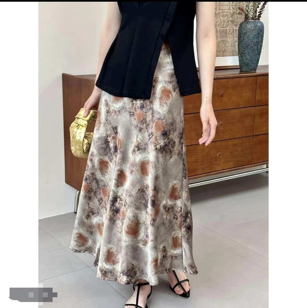 Lisa专属1号店预售焦糖晕染印花3D半身裙高腰夏天春夏百搭裙气质