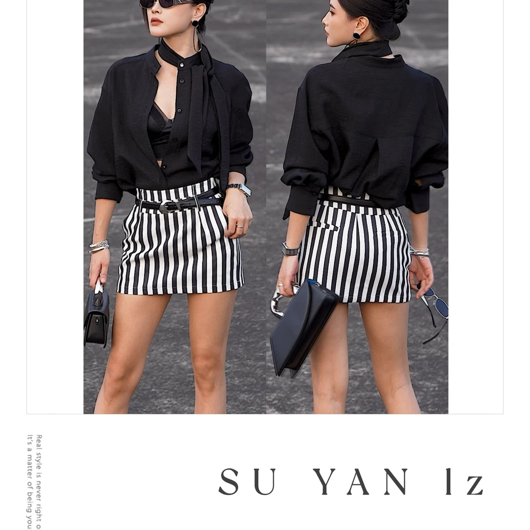 SU YAN  夏季时尚休闲百搭显瘦短款A字型半裙极简风短裙DQ001