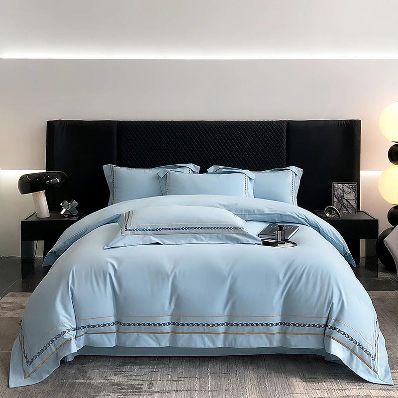 维纳家居2026轻奢全棉四件套床单被罩四季款纯棉磨毛音乐纯色被套