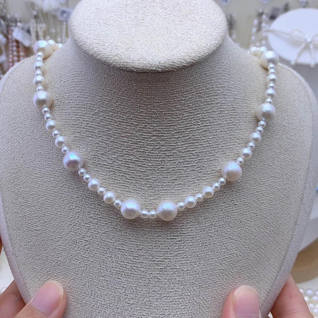 淡水珍珠银S925镶嵌颈饰