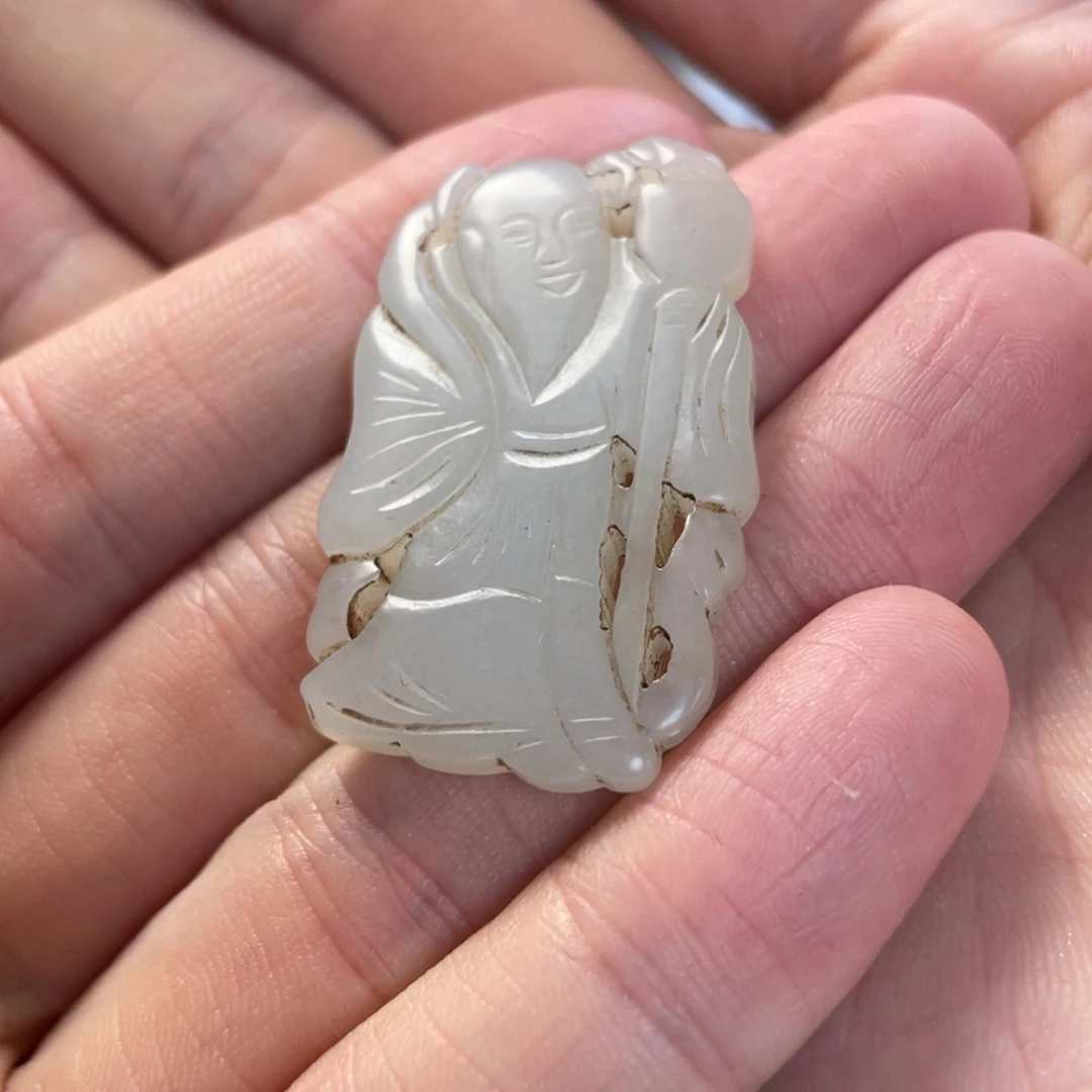 和田玉未镶嵌挂件掌*