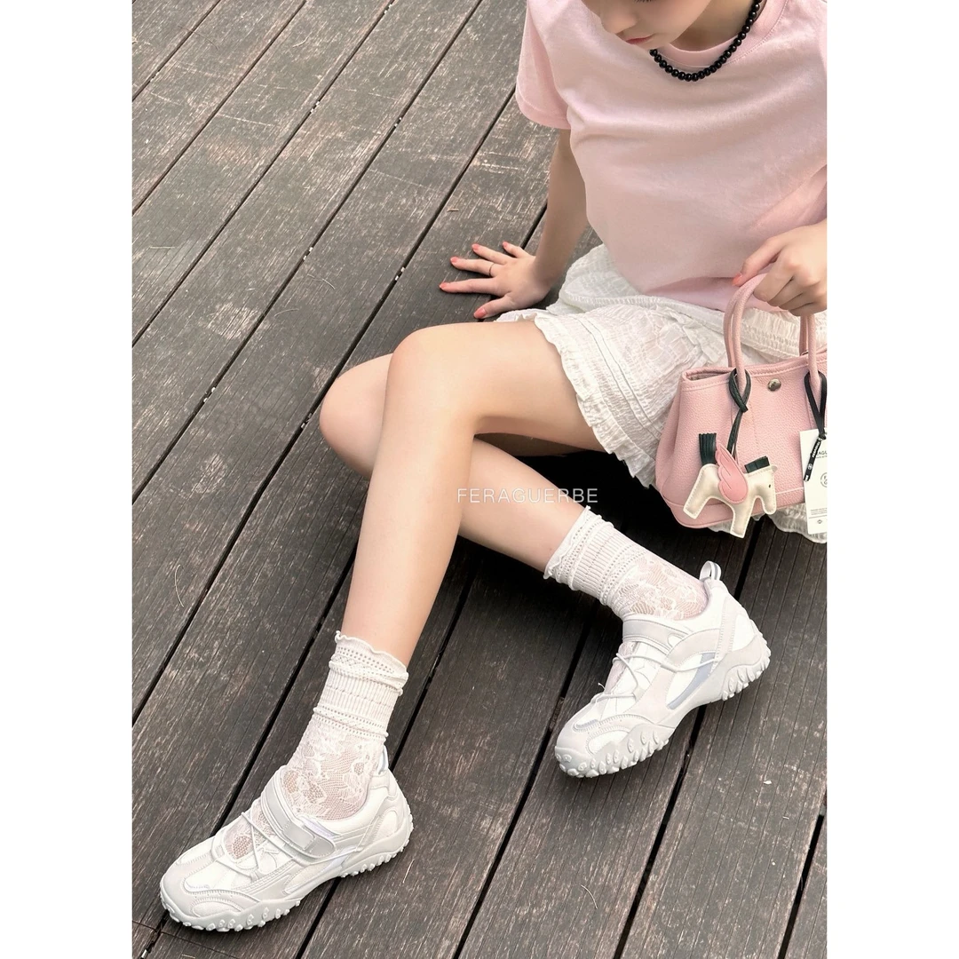 【福利】法拉姿-秋款 “牛皮”网面德训魔术贴休闲鞋#728828