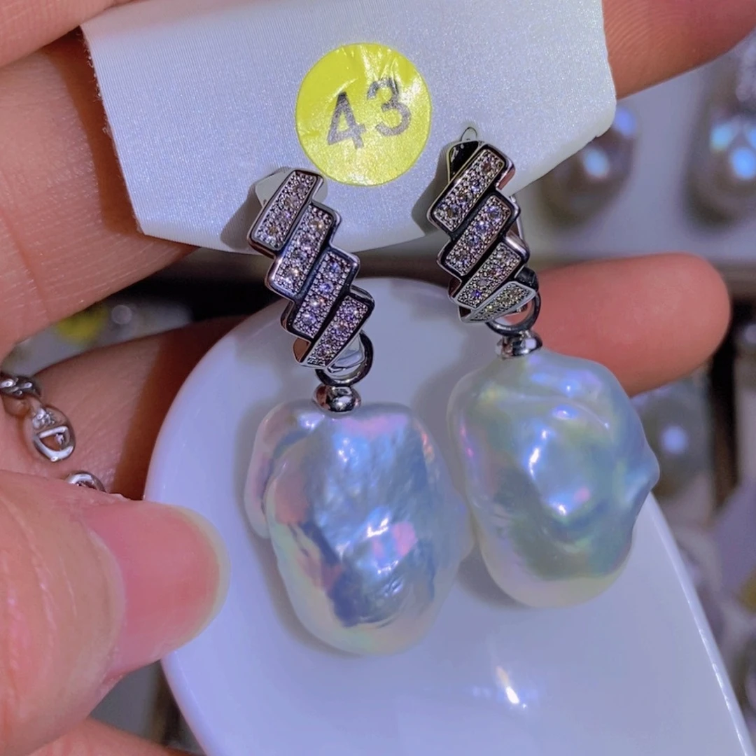 银S925镶嵌天然淡水珍珠淡水珍珠北*