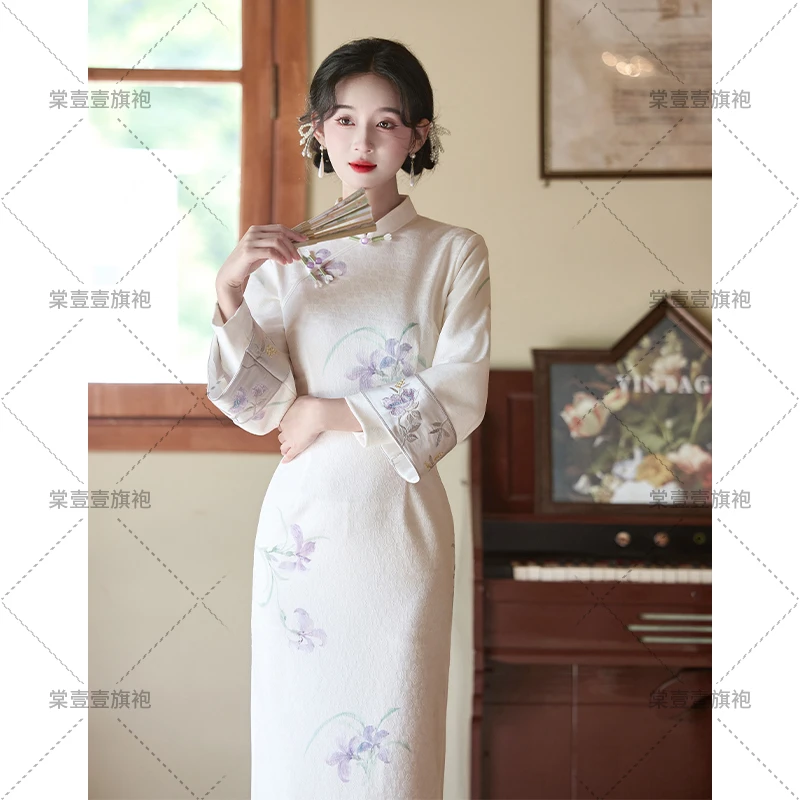 2025年新款旗袍秋季长袖新款新中式国风复古女装日常连衣裙改良款