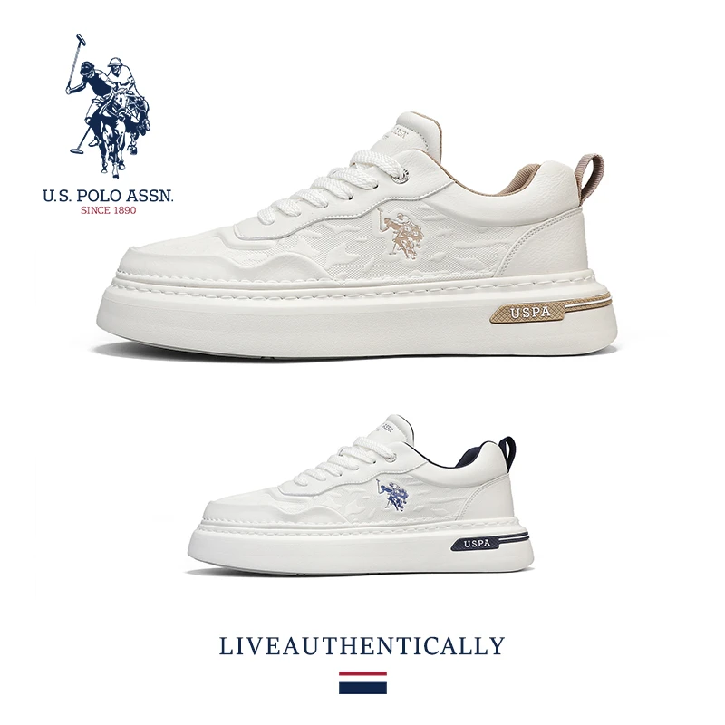 U.S. POLO ASSN.【白醇】25年春季新款男士时尚休闲厚底小白鞋板鞋