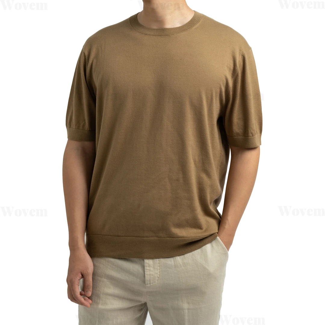 7600 Z版经典短袖棉感圆领针织衫男士T恤