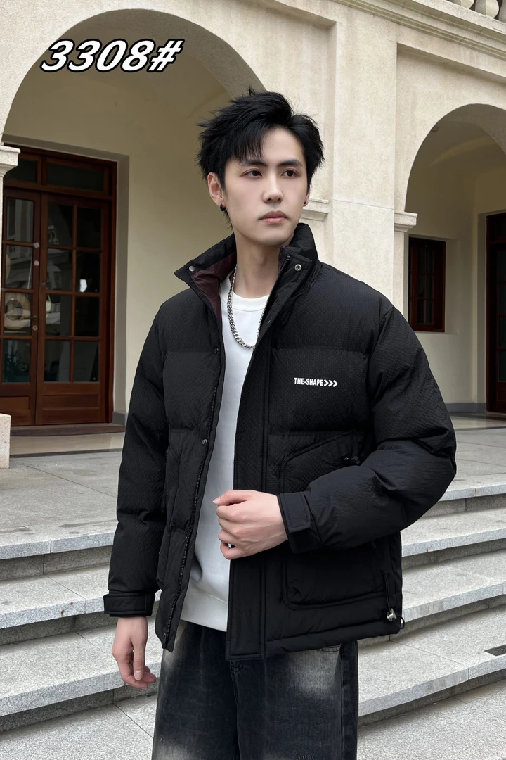3308新款防寒男立领短款冬季新时尚休闲保暖厚外套加厚羽丝绒棉