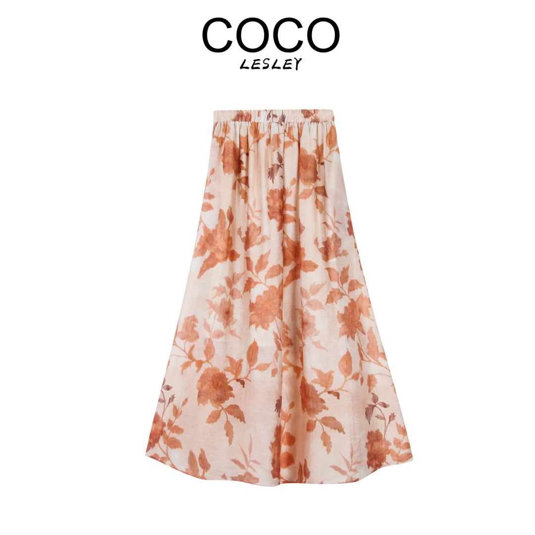 【COCO LESLEY】法式碎花印花高腰半身裙时尚半裙夏季优雅气质风