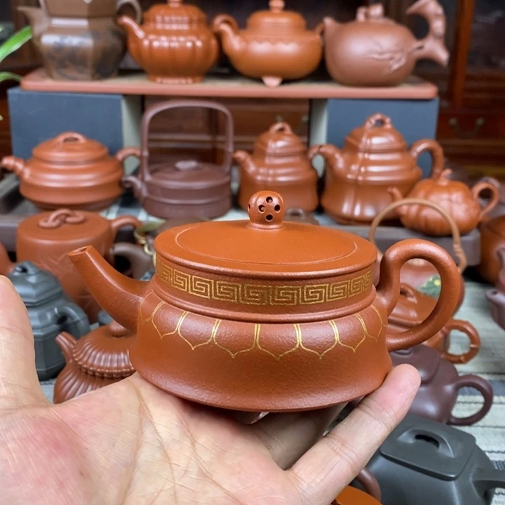 茶壶紫砂禅玉230cc原矿一厂老红土描金丝特价