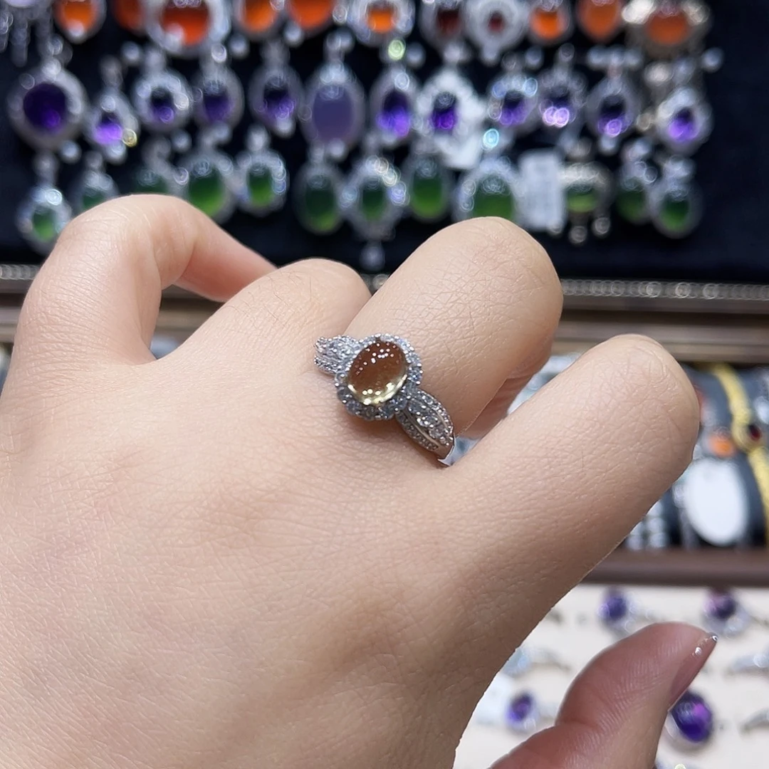 蛇纹石玉银S925镶嵌戒指