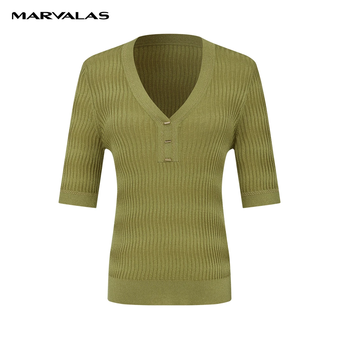 【小余专属】曼德诗莱赛尔天丝针织衫2025秋季新款羊绒半袖套头衫