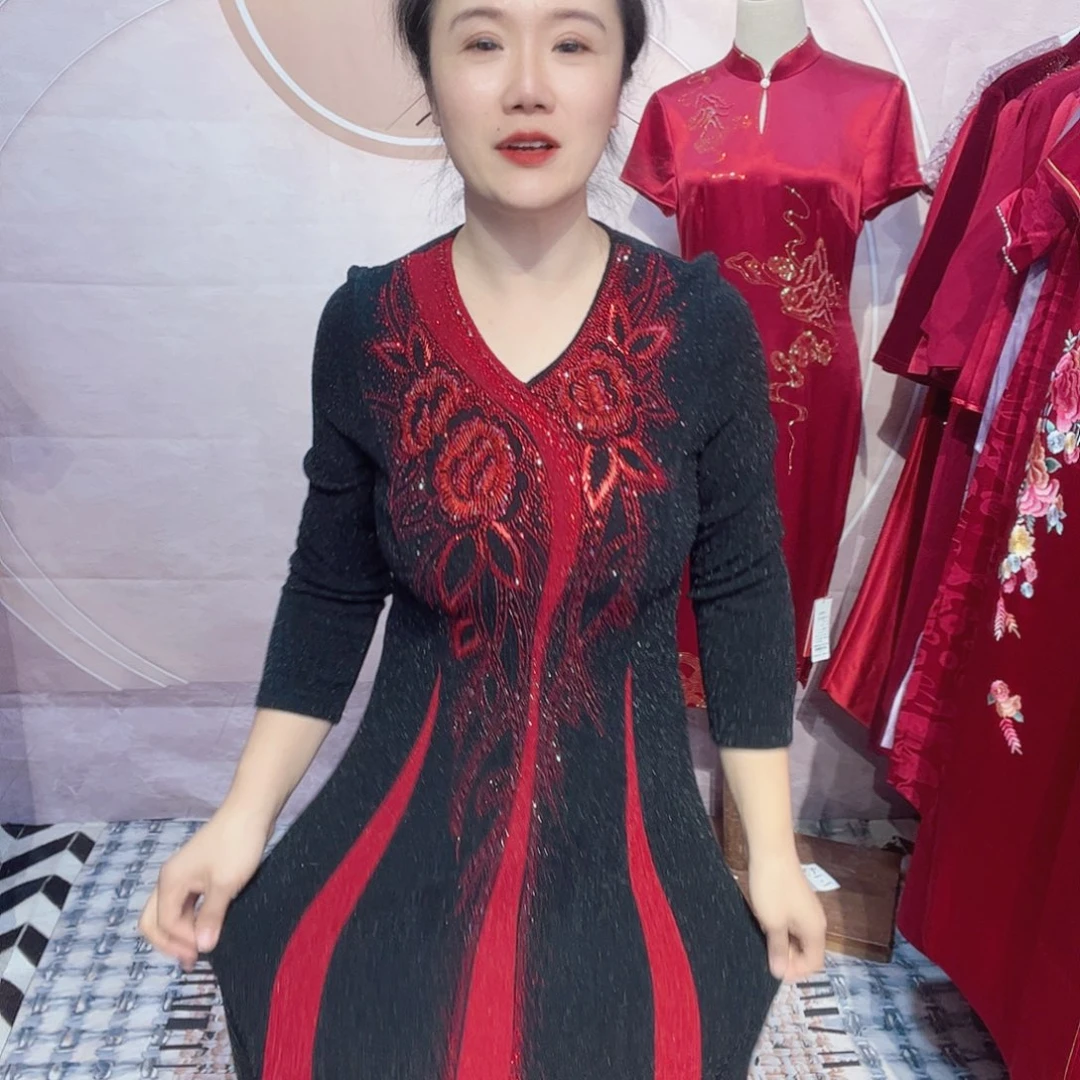 龙***燕6xl码连衣裙修身显瘦