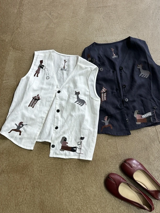 刺绣水洗麻马甲坎肩