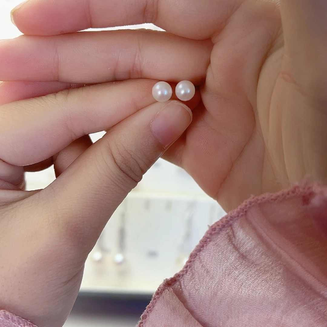 耳饰银S925镶嵌淡水珍珠