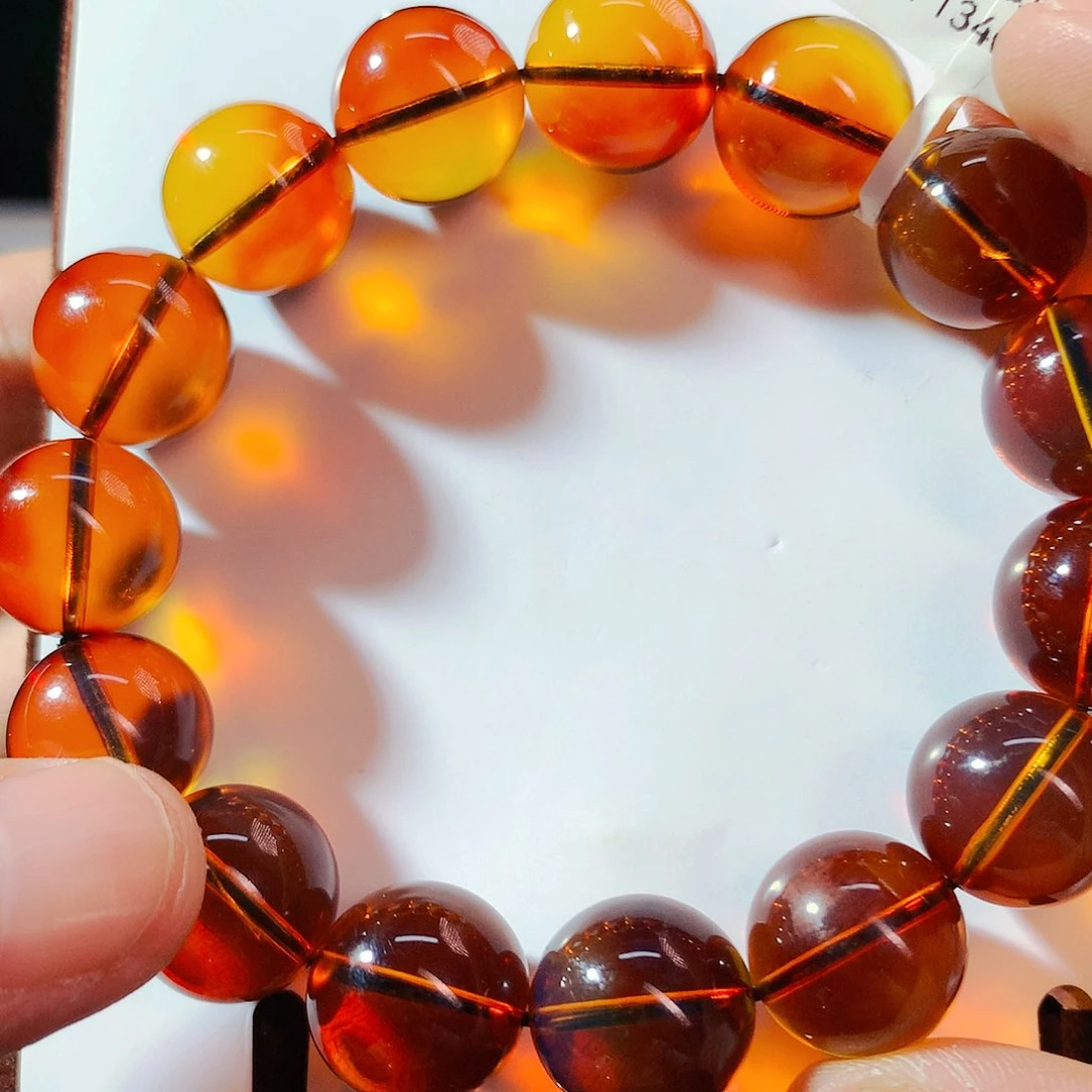 蜜蜡手链未镶嵌孤品红蓝珀14mm手串