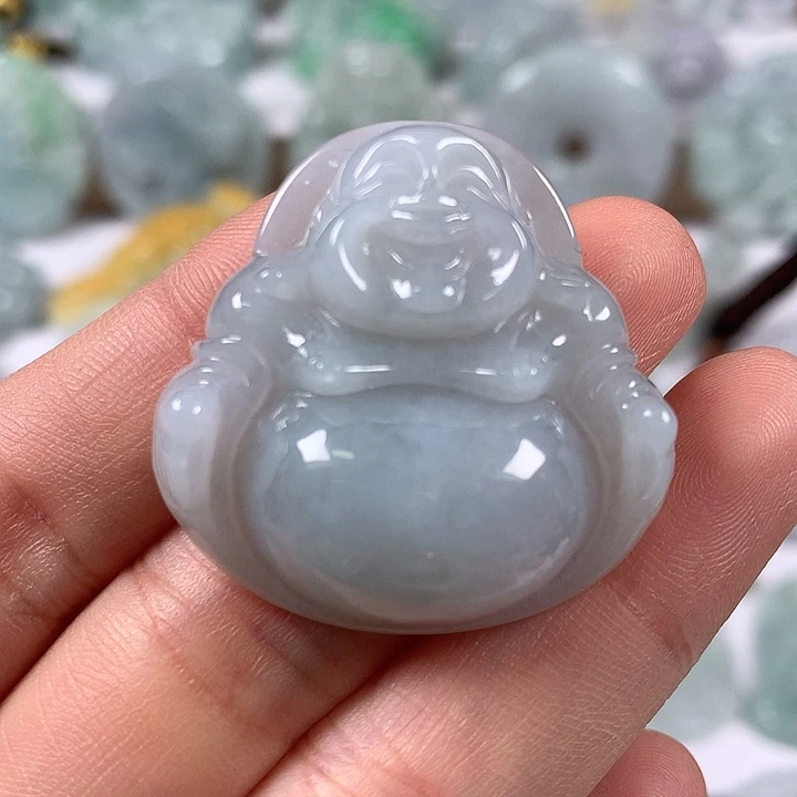颈饰未镶嵌翡翠笑佛卡厚10+