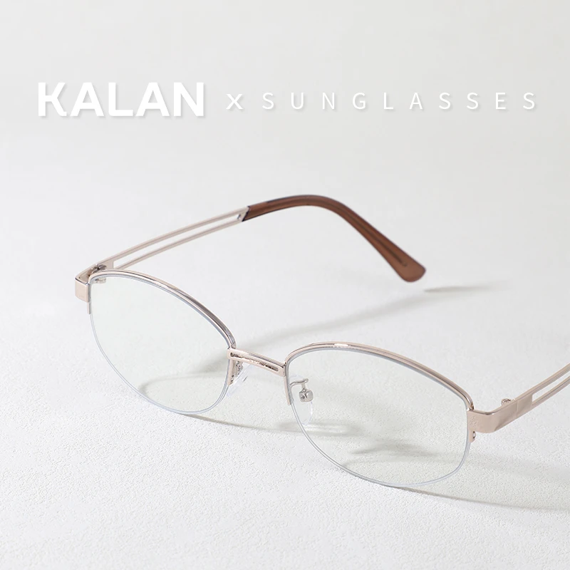 KALAN/卡岚半框复古眼镜框素颜高智感防蓝光眼镜时尚女款近视镜