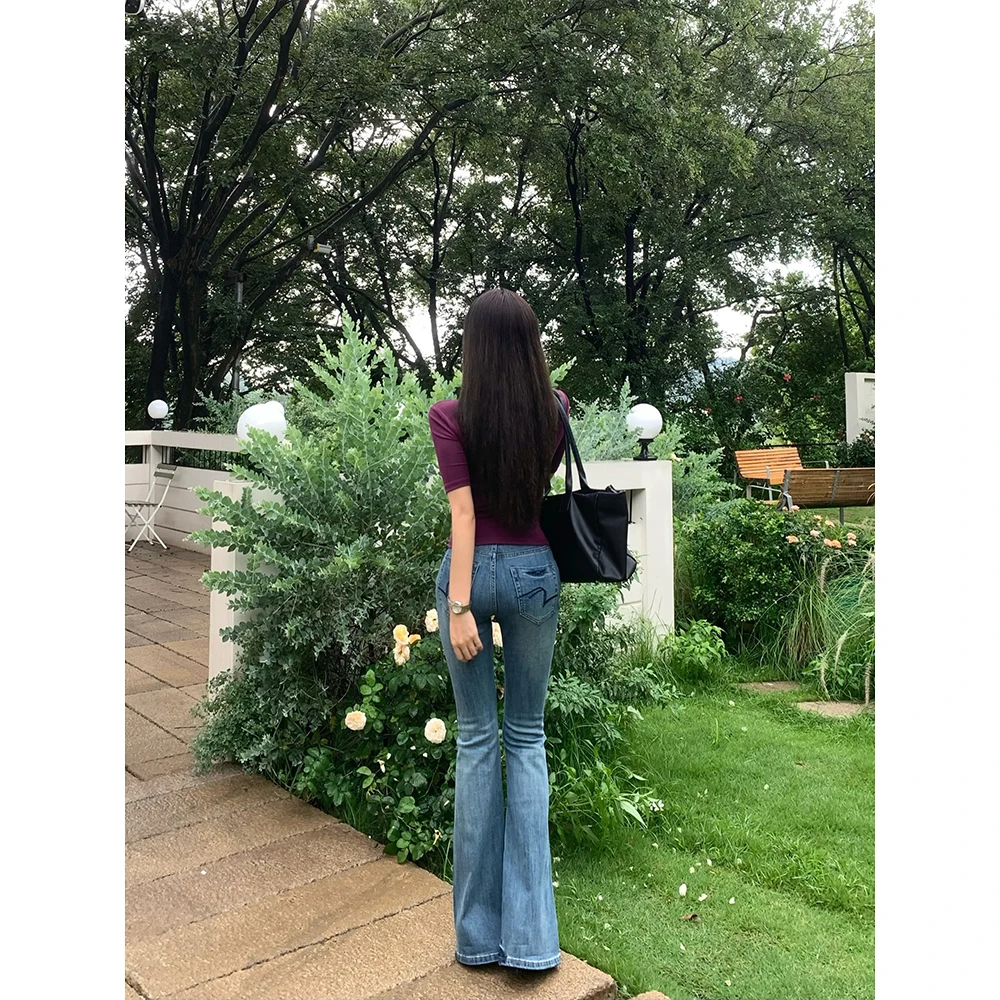 【高质漫画长腿】夏季微喇牛仔裤2025新款修身显瘦辣妹喇叭裤中高腰