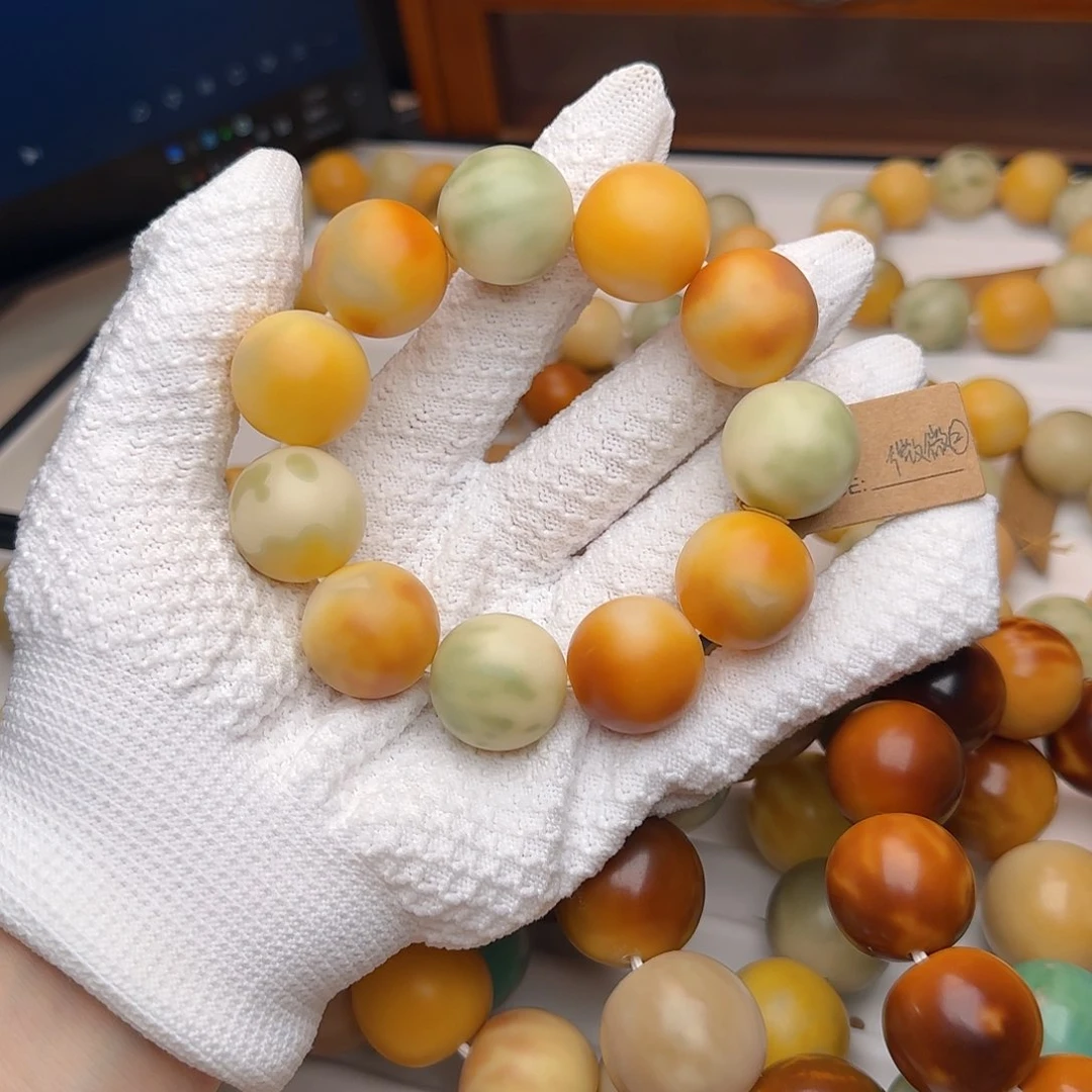 菩提根/象牙果手串卡22干磨圆珠花皮微微瑕2