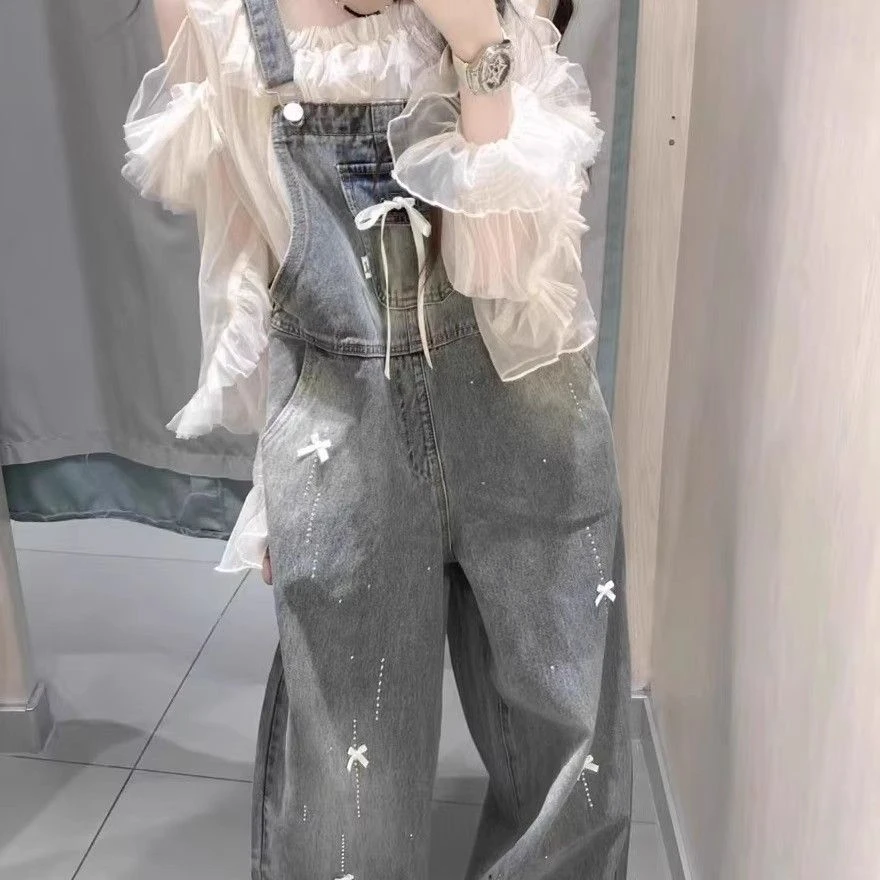 牛仔背带裤女2025春季新款奶盐系高腰显瘦小个子休闲百搭连体裤子