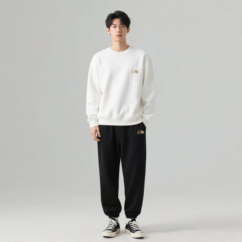 动感北面秋冬新款情侣同款休闲套头百搭男士卫衣长袖保暖圆领套装