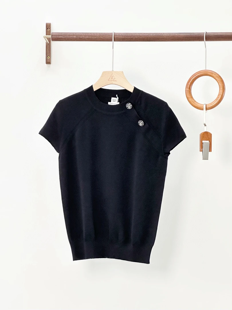 未使用 Hermes/爱马仕 爱马仕 女士春夏纯色山羊绒和真丝针织短袖