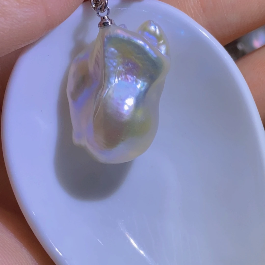 银S925镶嵌淡水珍珠微瑕