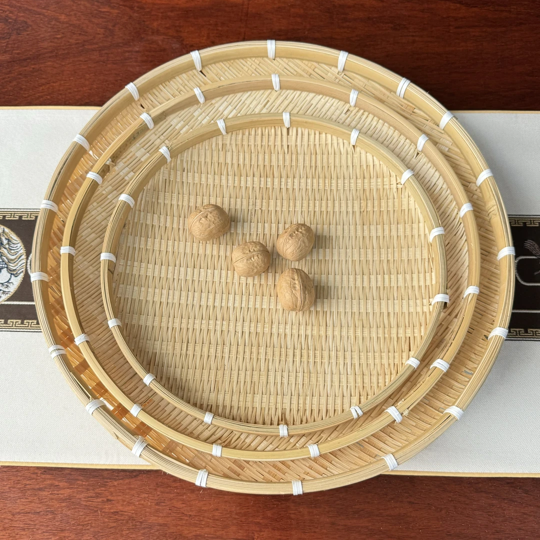 88 竹编 3 件套平底晒筐竹晒筐竹簸箕 42-36-30